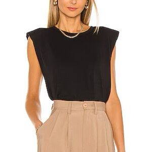 Revolve Sanctuary Black Sleeveless Shoulder Pad Boxy Muscle Tee